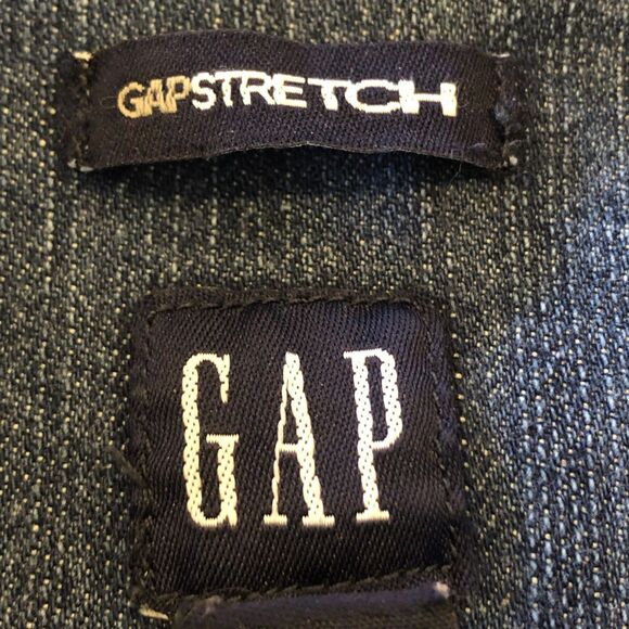 Gap Medium Blue Denim Trucker Jacket Stretch Art - Picture 6 of 9